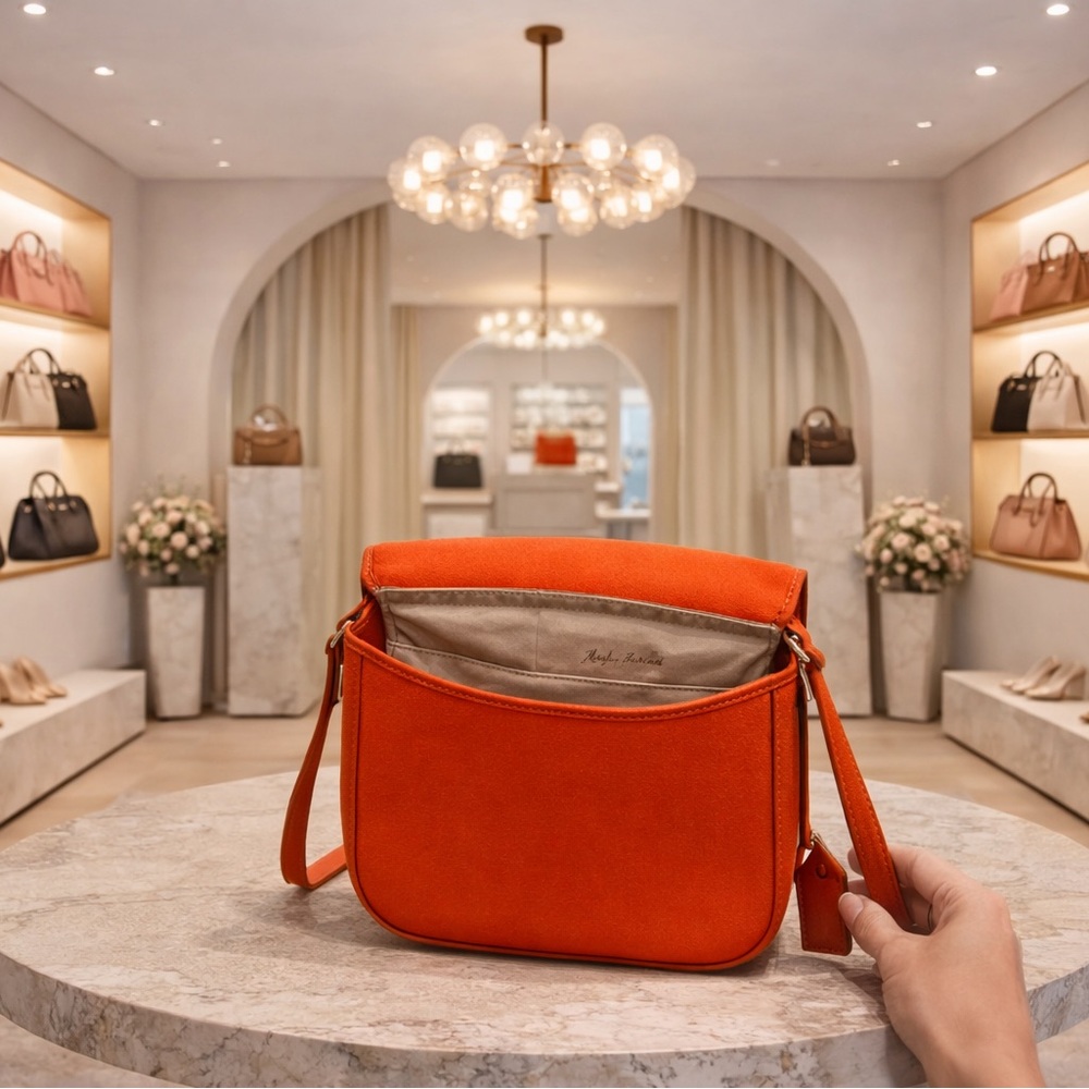 Elegant Ralph Lauren Orange Leather Shoulder Bag - Picture 4 of 4